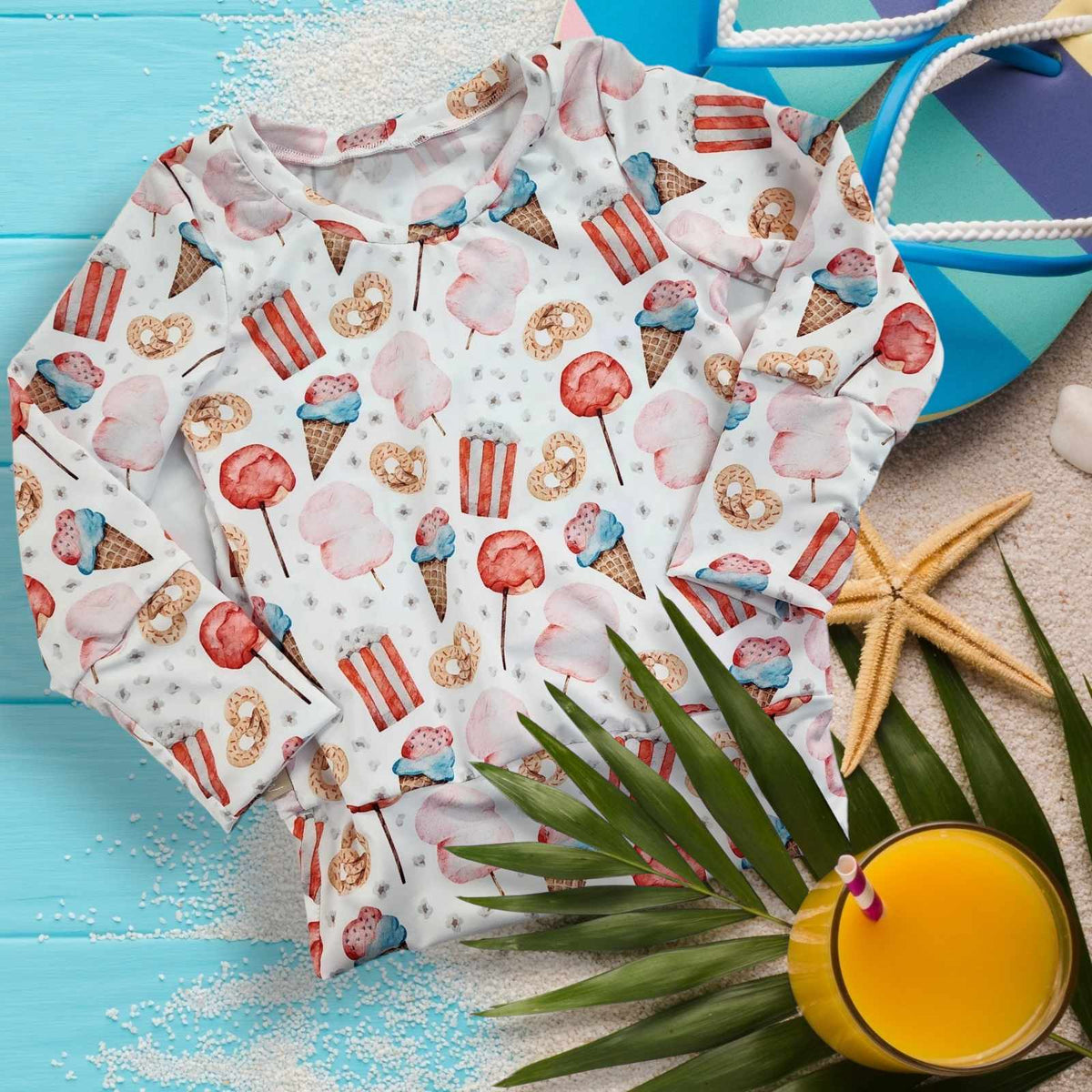 Créations M3 | Chandail maillot de piscine tout motif | Carnaval (prêt à partir)