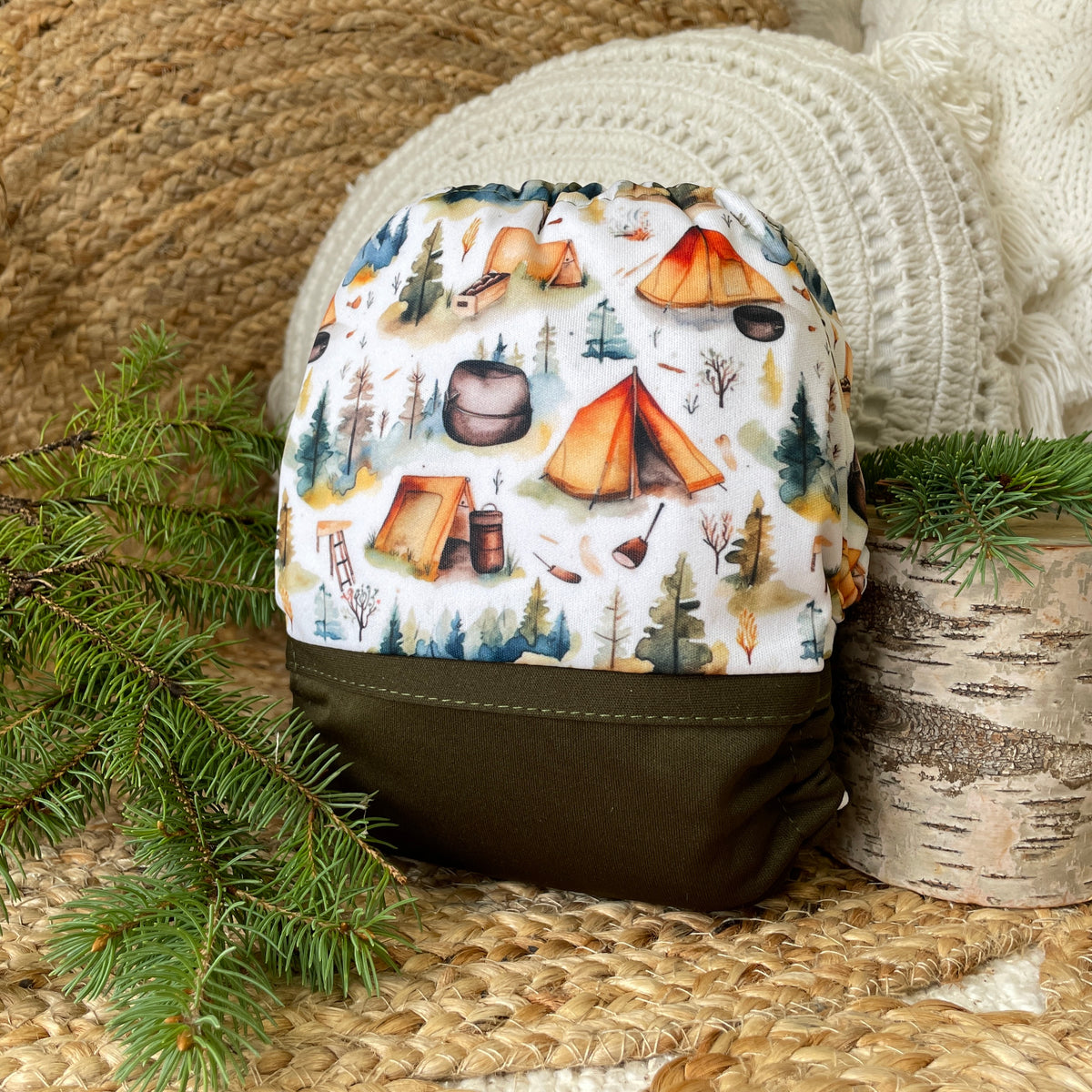 Cloth Diaper | BIG size | Rustic campsite (wrap)