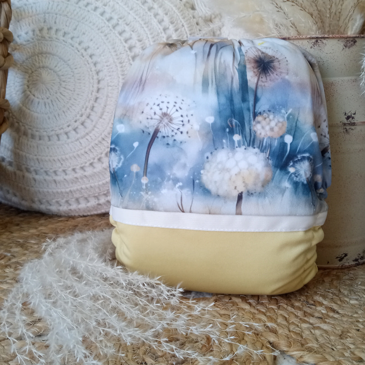 Couche lavable | taille NOUVEAU-NÉ | Dandelion duveteux (wrap)