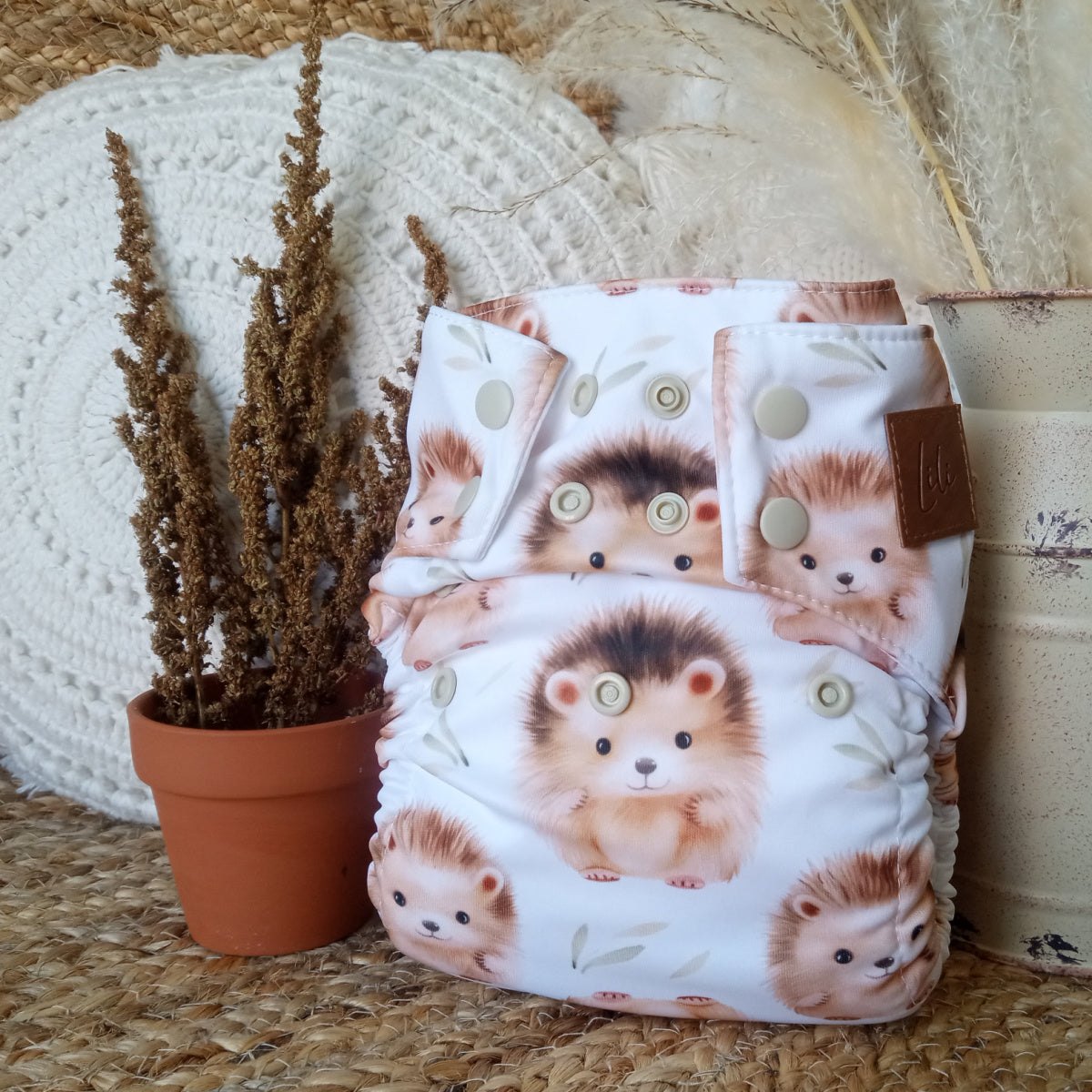 Cloth Diaper | NEWBORN size | Cute hedgehogs (full print)