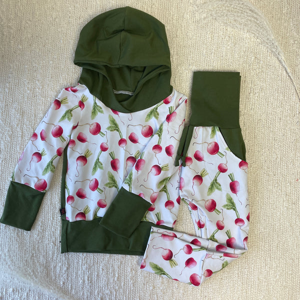 M3 Creations | Grow-with-me Hoodie | Radish Radish Go ! (ready-to-go)