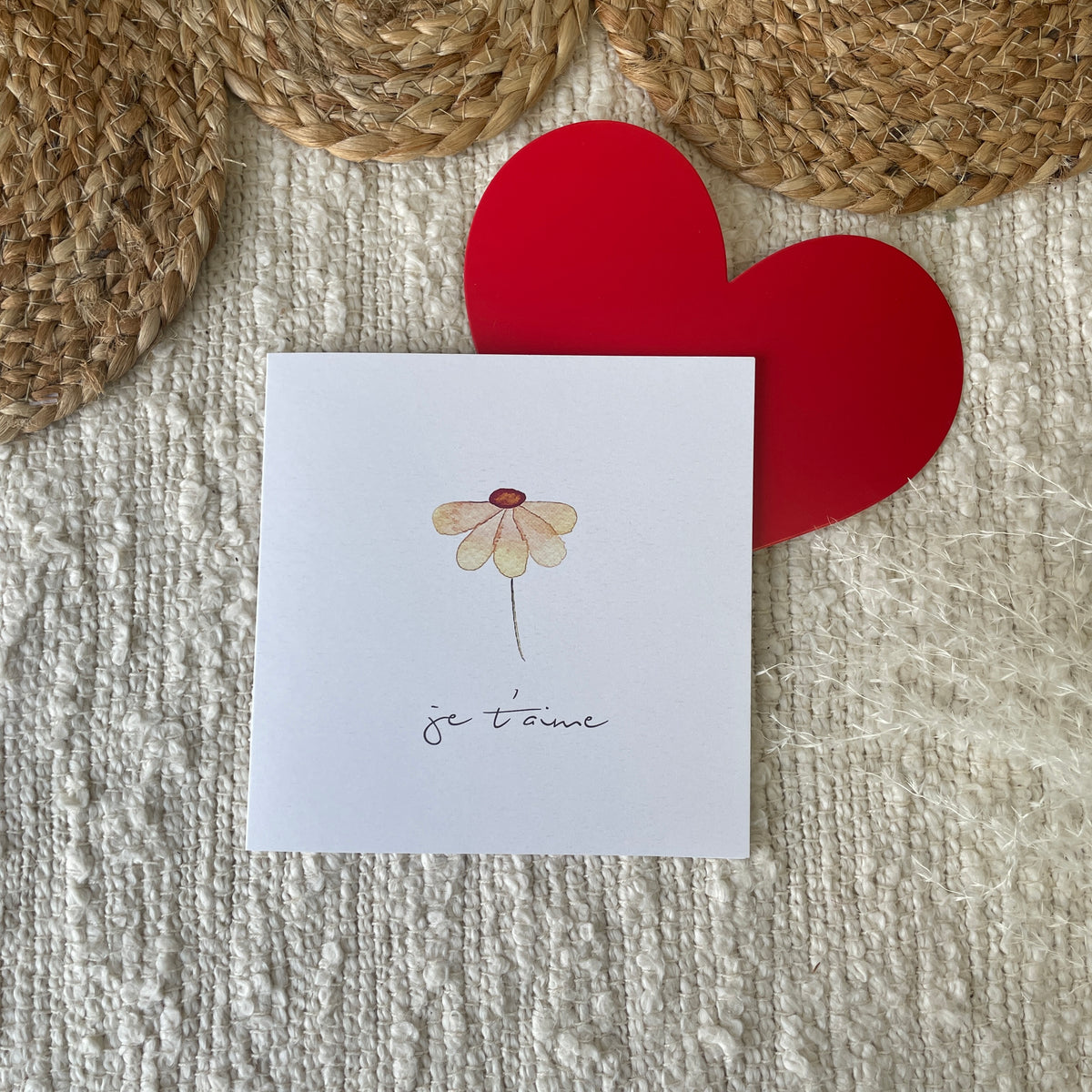 Soies | Carte «Je t'aime» avec intérieur vierge