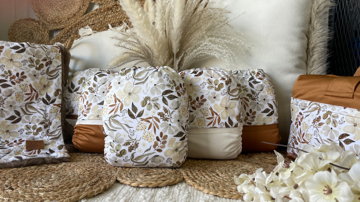 Pocket Cloth Diaper | BIG size | Floral sepia (wrap)