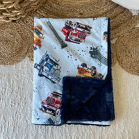 Simple comforter ready to go | Heavy Trucks [Minky/Faux Fur]