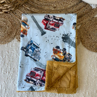 Simple comforter ready to go | Heavy Trucks [Minky/Faux Fur]