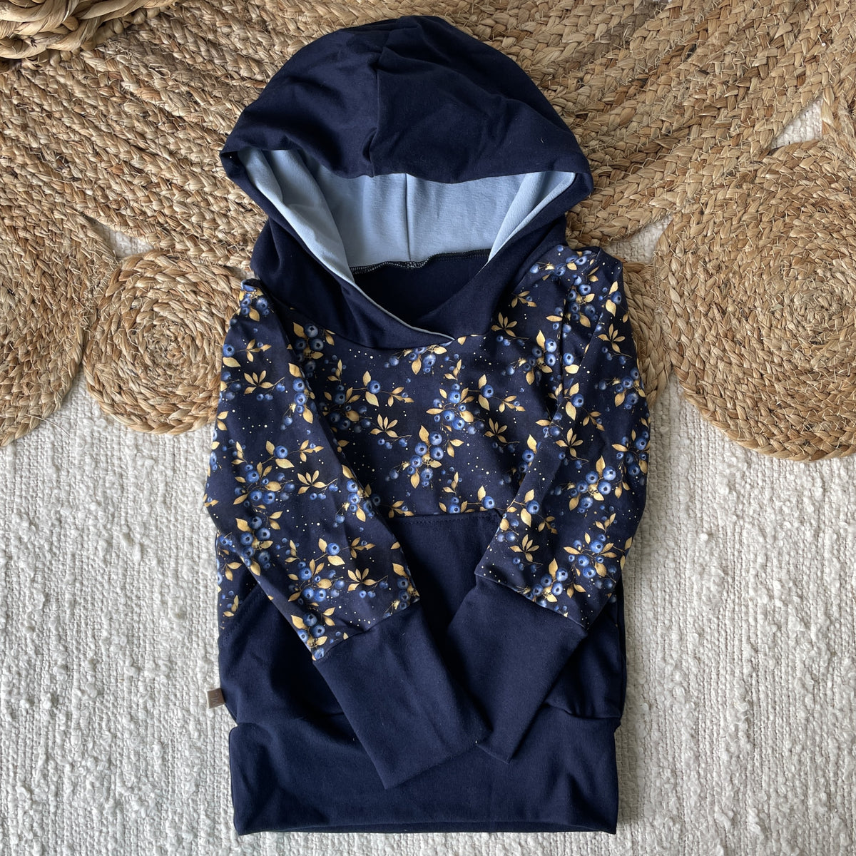 M3 Creations | Grow-with-me Hoodie | Golden Blueberries (ready-to-go)