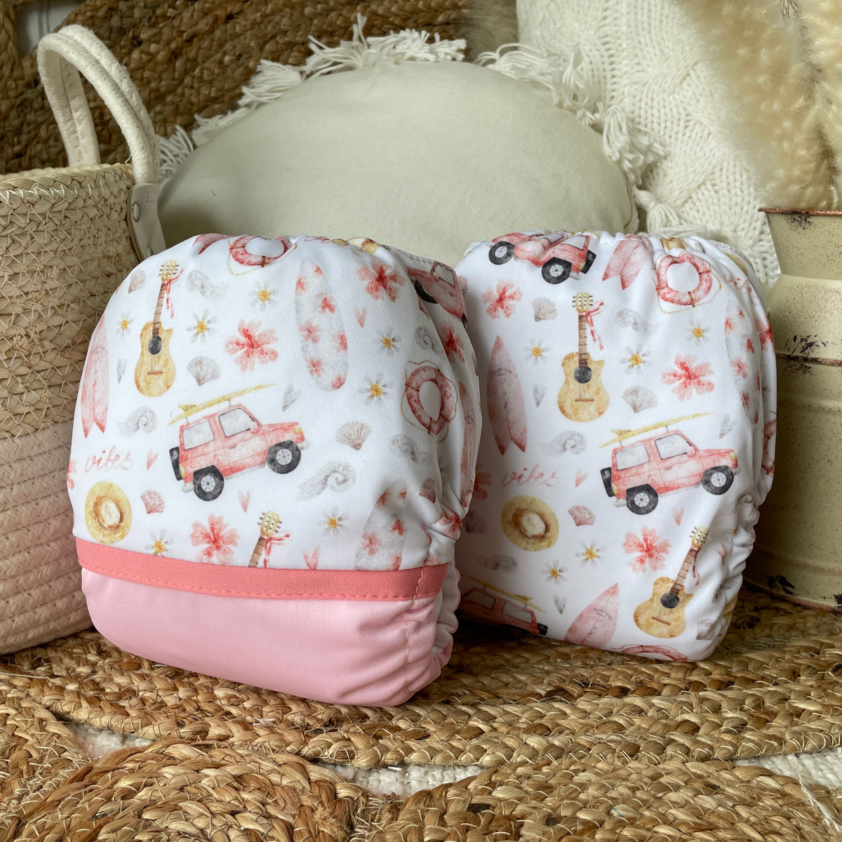 Cloth Diaper | One size | Summer Vibe - White (full print)