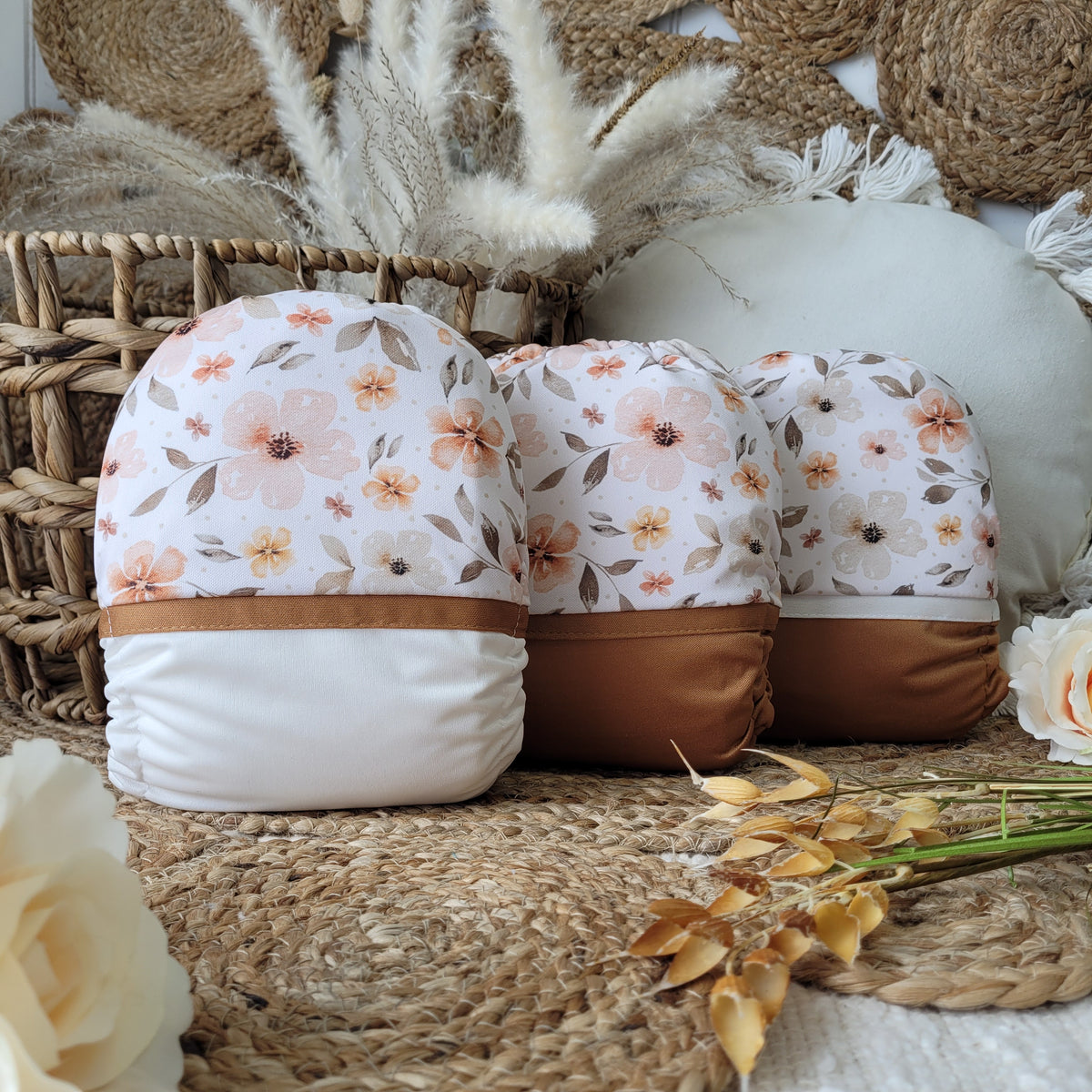 Couche lavable | taille NOUVEAU-NÉ | Country floral (wrap)