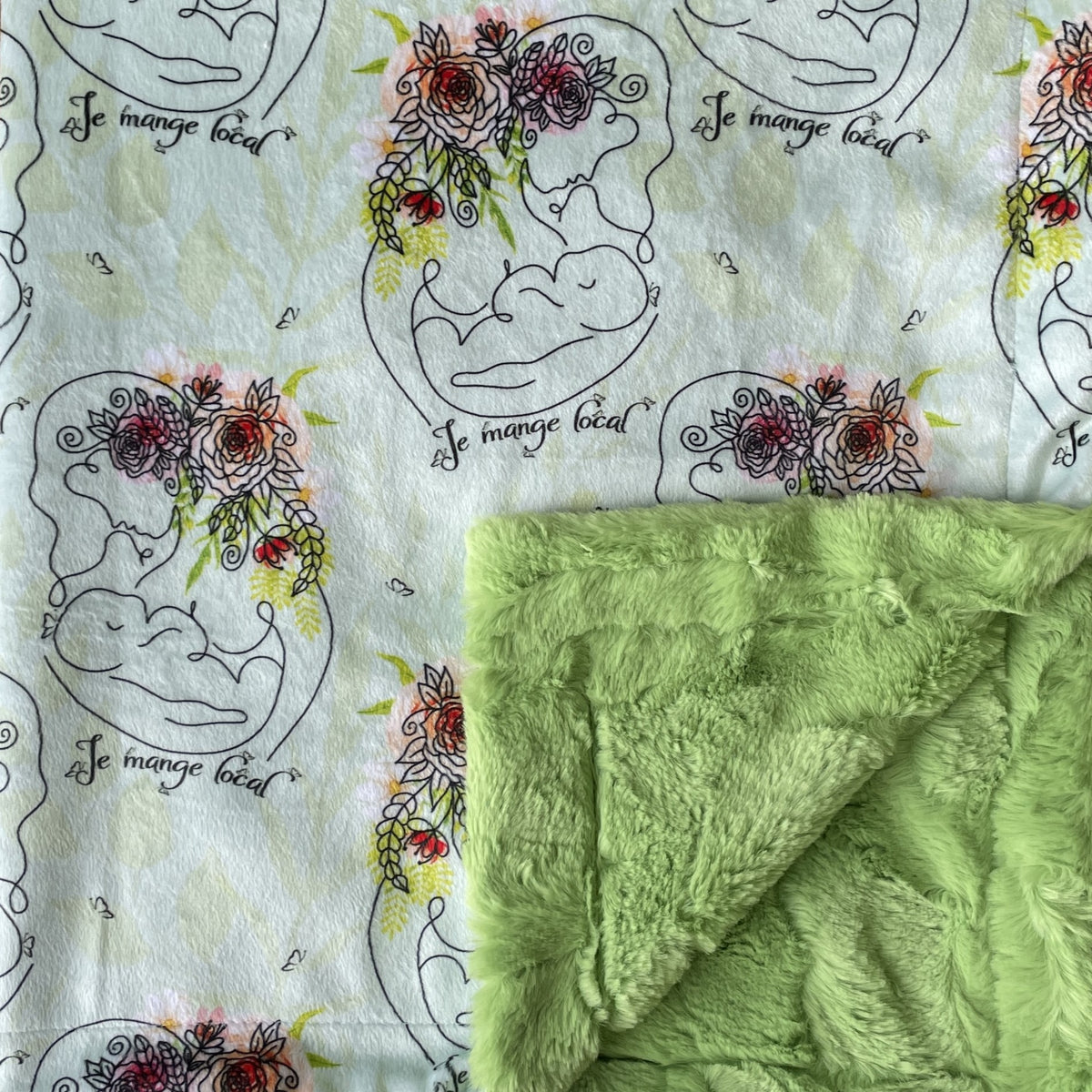 Mini-doudou avec attache | Allaitement floral vert (précommande)