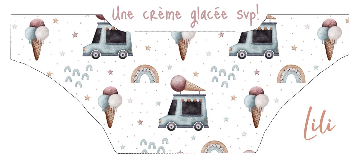 Cloth Diaper | One size | Ice cream please! (wrap)