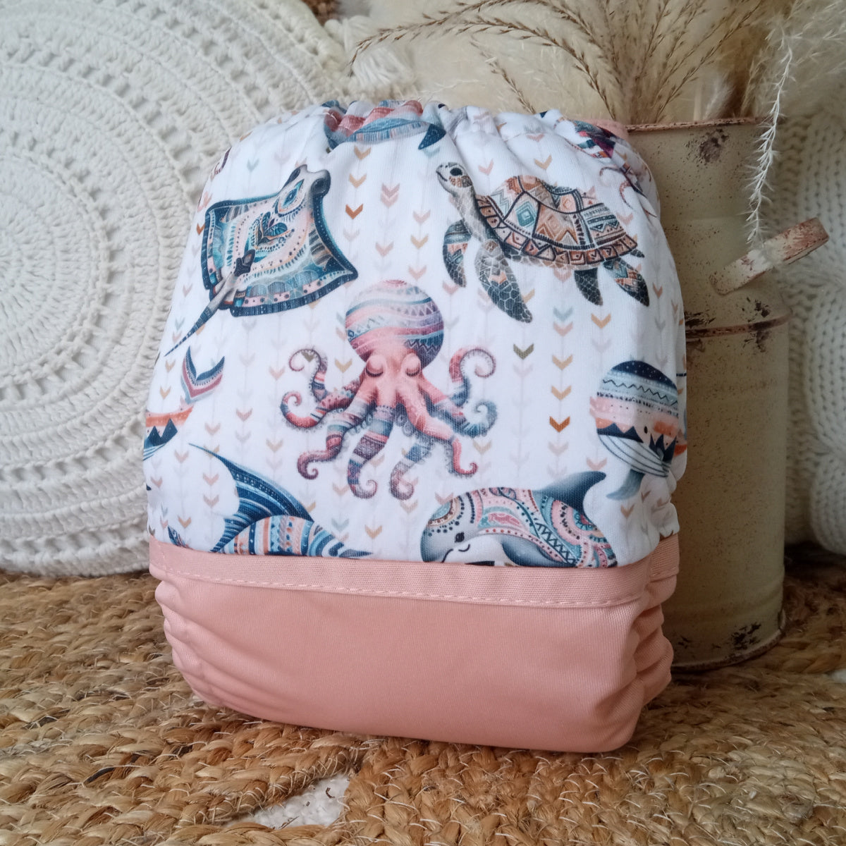 Couche lavable | taille unique | Vie marine (wrap)