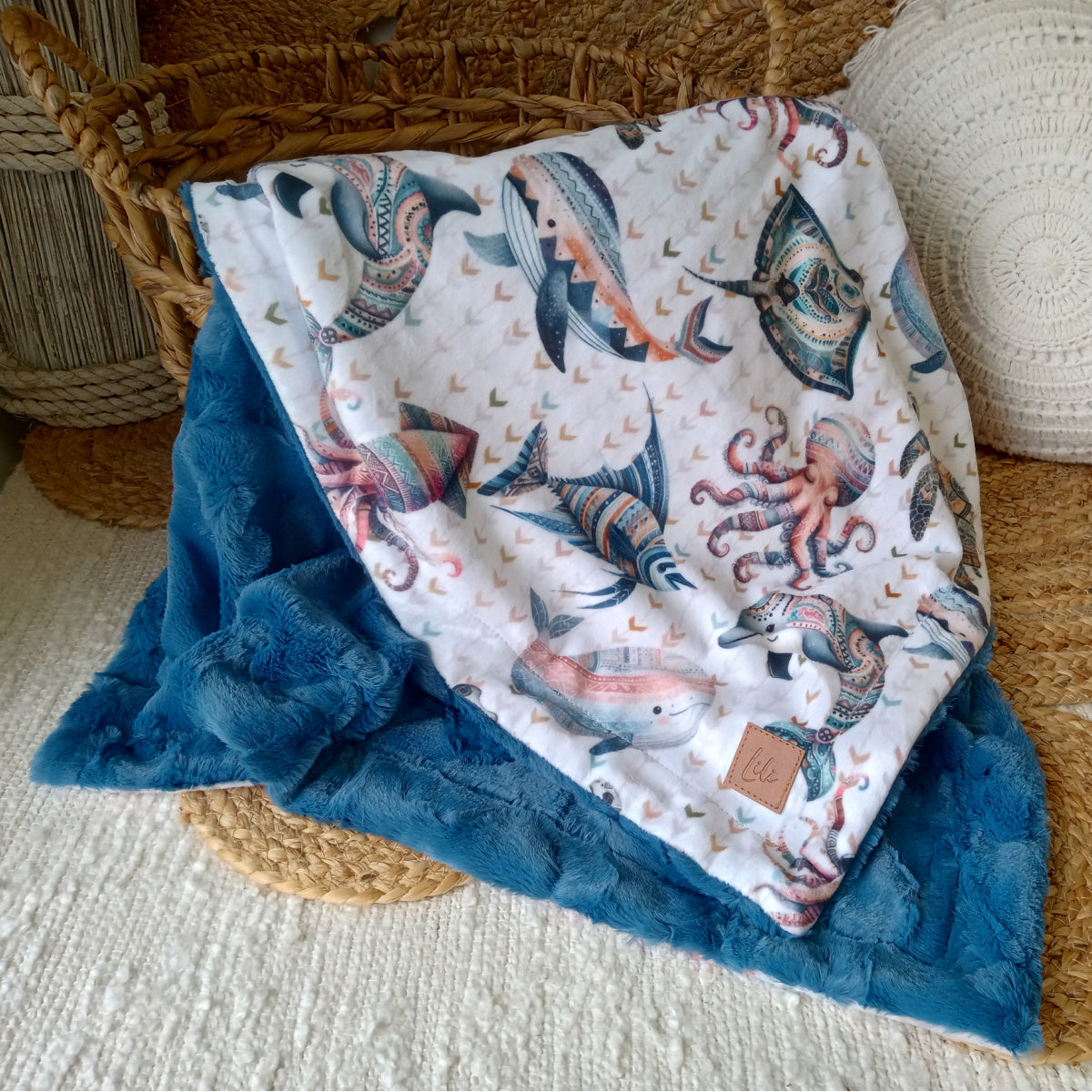 Simple comforter ready to go | Marine life [Minky/Faux Fur]