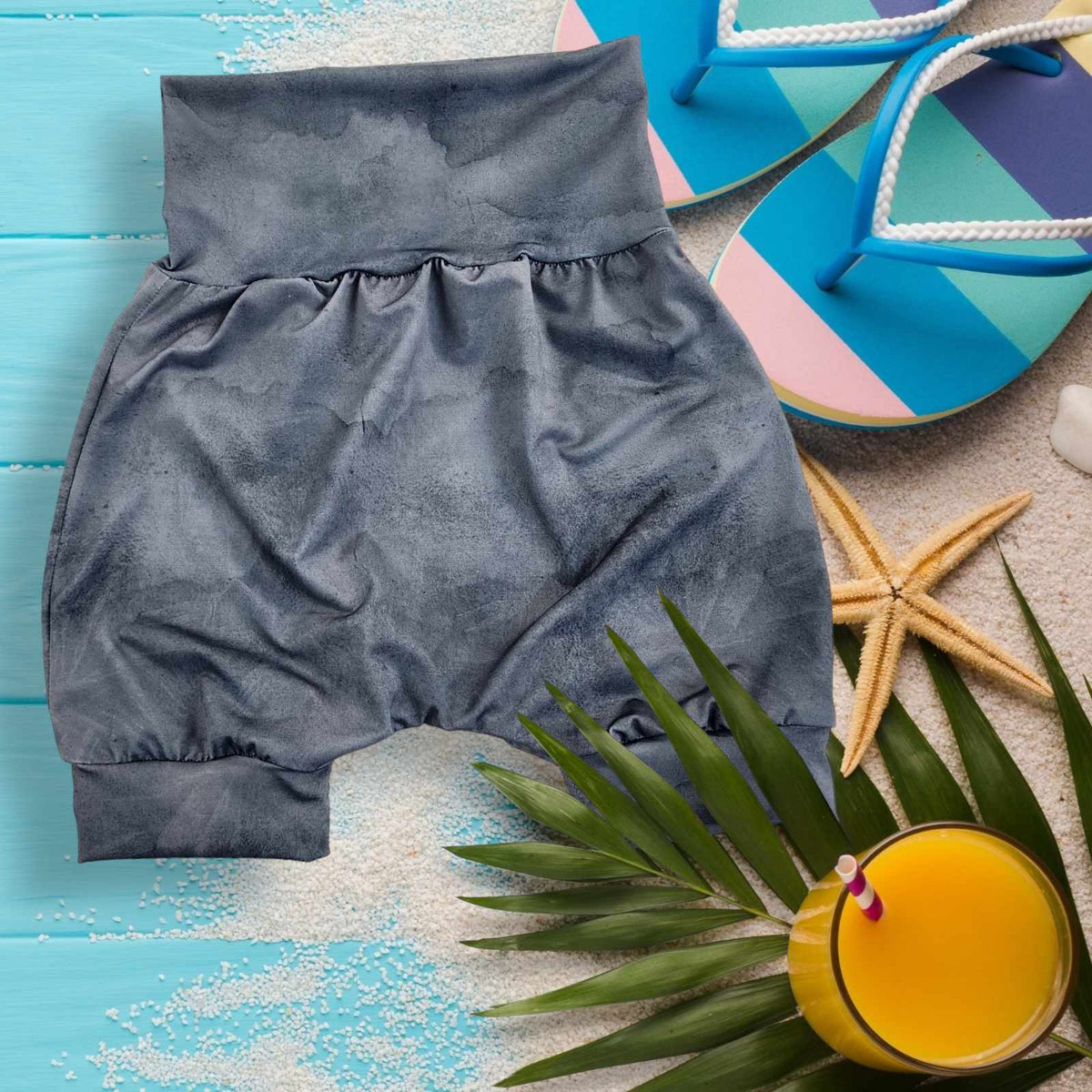 M3 Creations | Grow-with-me shorts | Charcoal denim (pre-order)