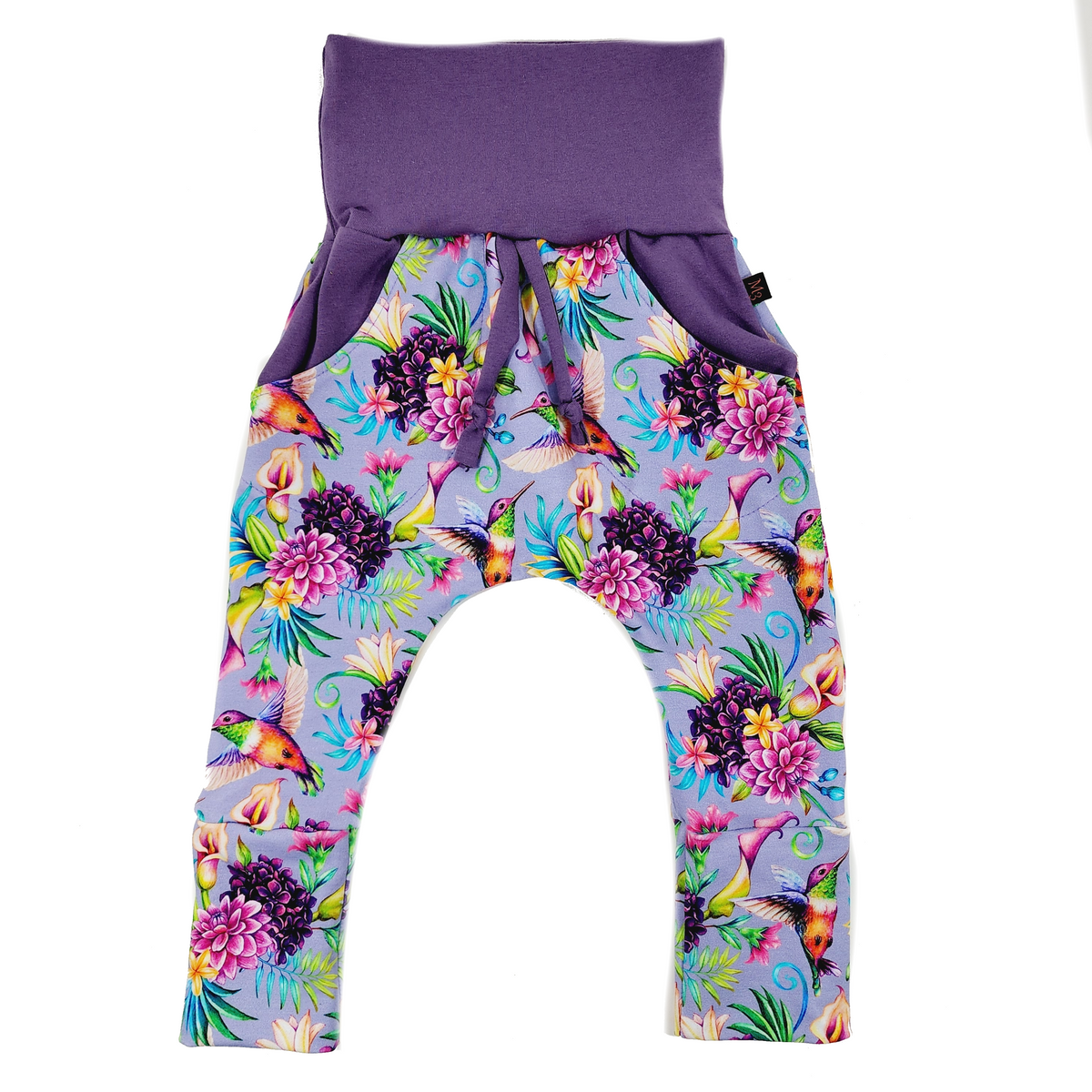 Créations M3 | Pantalon évolutif | Colibri (mauve) 3-12M (prêt à partir)